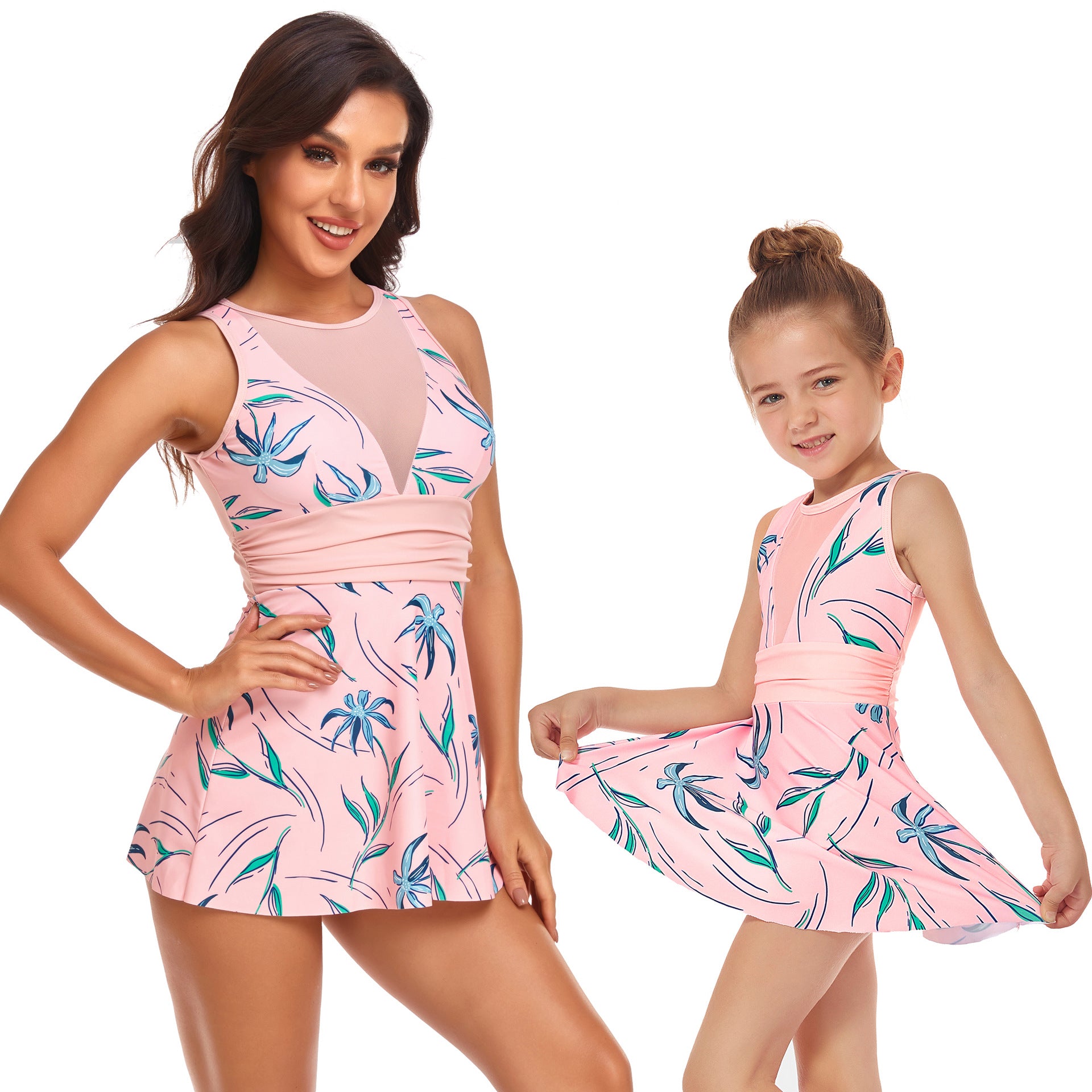 Wholesale Ruffle Polyester Parent-child Swimwear